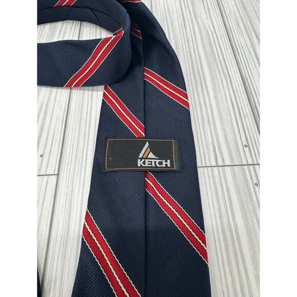 Ketch Men’s Striped Necktie Blue Red Classic Business Formal Tie‎ Accessory - Picture 2 of 3